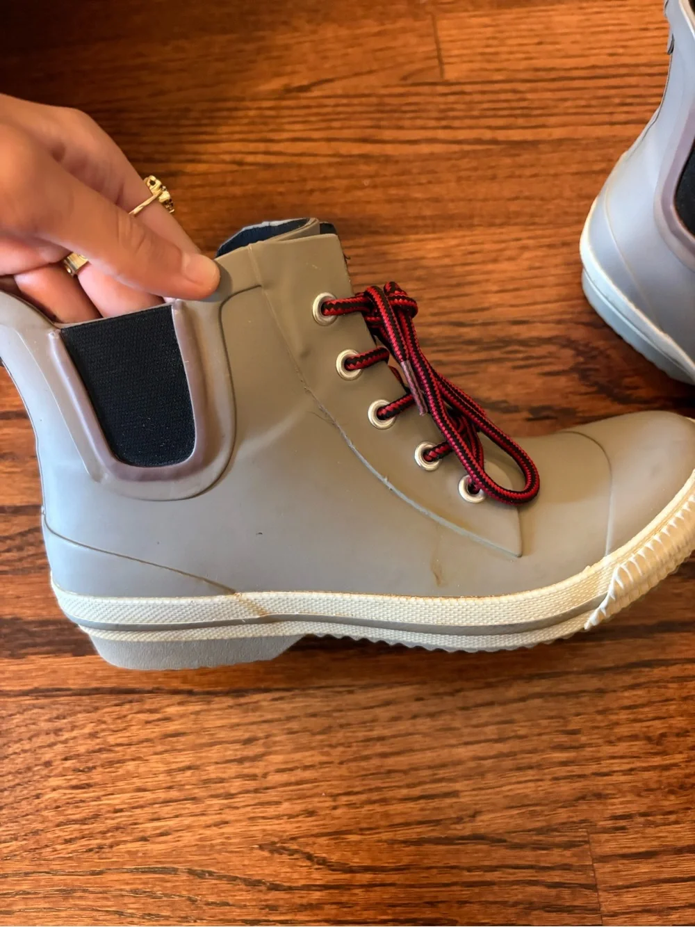 Pajar Women’s Tan Boots with Red Lace Accents